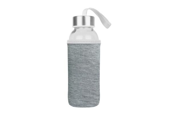 300ml glass bottle with neoprene pouch and carrying strap- Grey