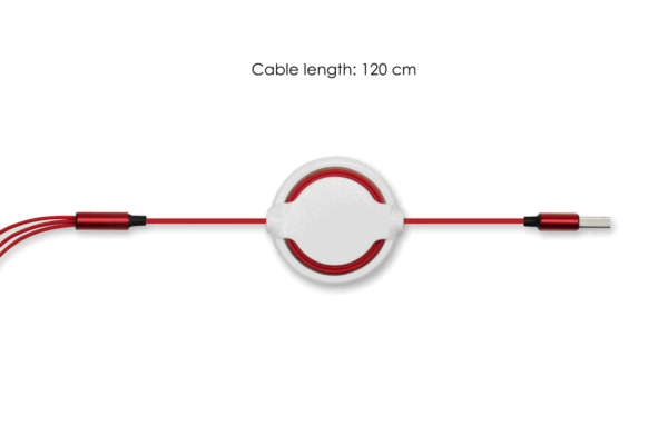SG120 HURRICANE 3in1 Charging Cable – Portable & Retractable- Cable length