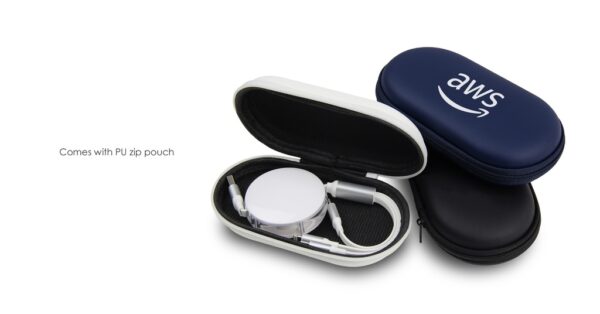 SG123 FLEXA retractable fast-charging cable with 3-in-1 support and PU pouch- Packaging