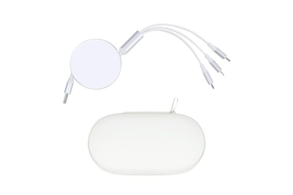 SG123 FLEXA retractable fast-charging cable with 3-in-1 support and PU pouch- White