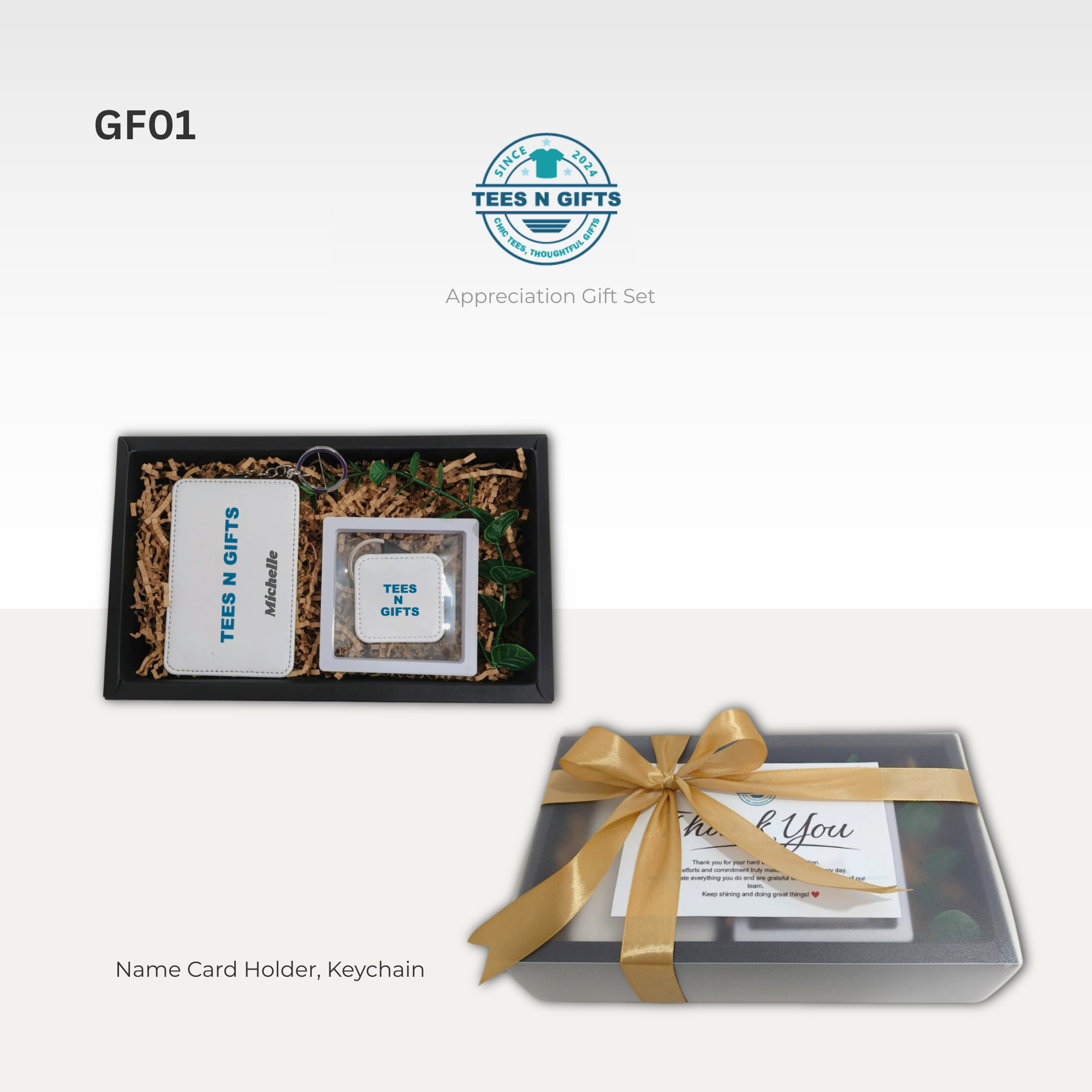 personalised card holder keychain gift set-3