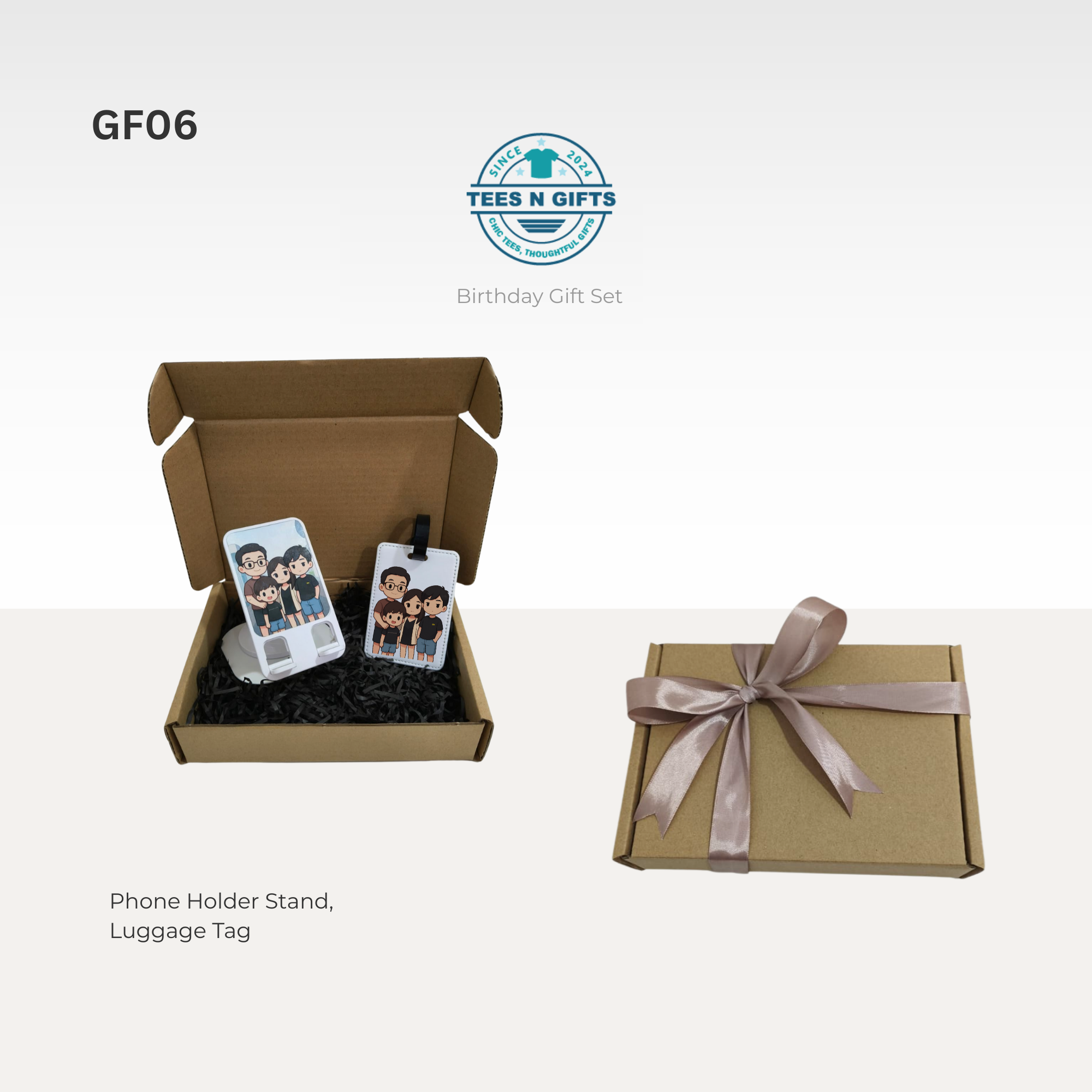 personalised phone stand luggage tag gift set-1