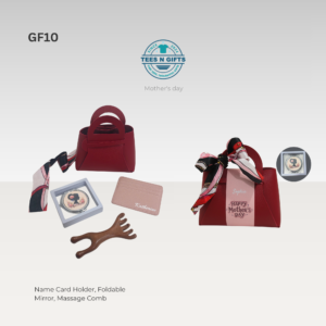 Personalised Card Holder, Massage Comb & Foldable Mirror Gift Set – GF10