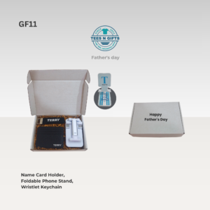 Personalised Card Holder, Foldable Phone Stand & Wristlet Keychain Gift Set – GF11
