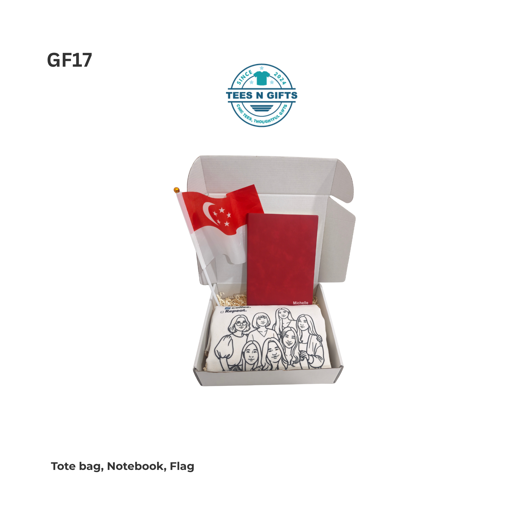 Personalised Tote Bag Gift Set with notebook and flag-1