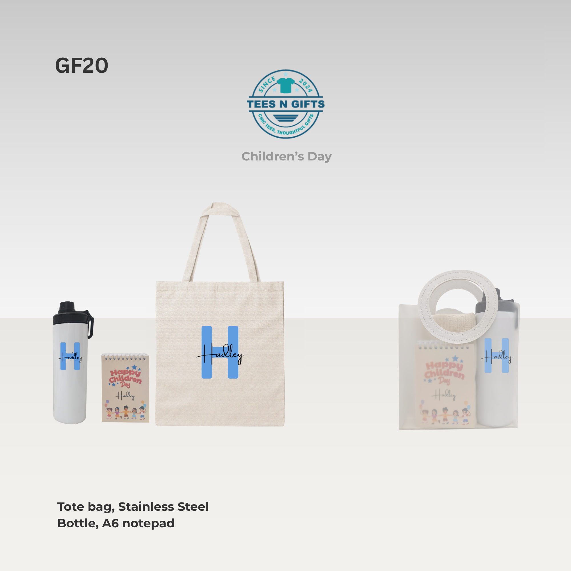 Personalised Bottle Notepad Tote Bag Gift Set Singapore-1