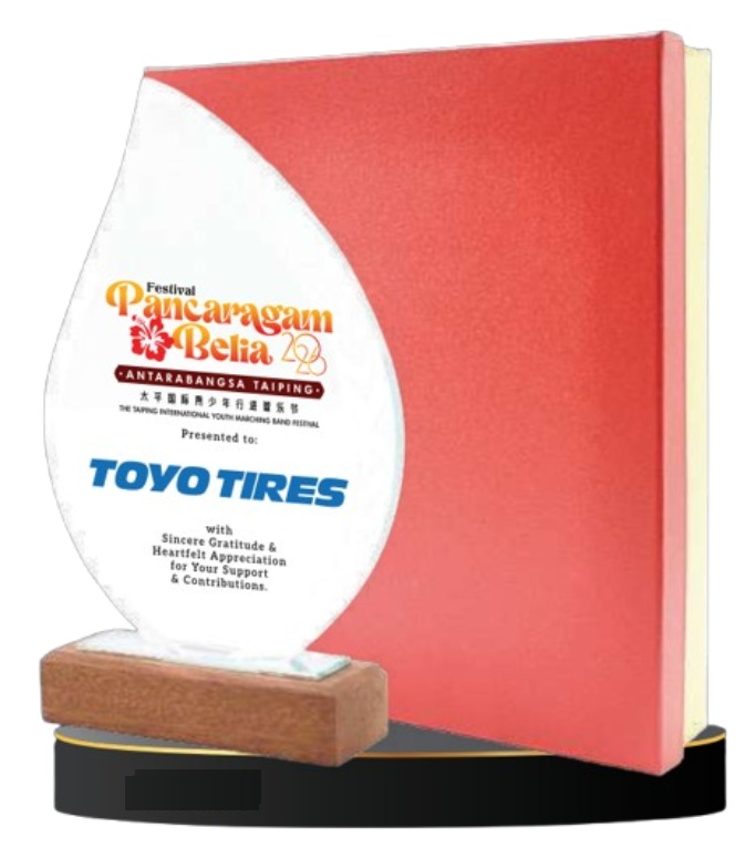 wooden crystal award plaque singapore SV34