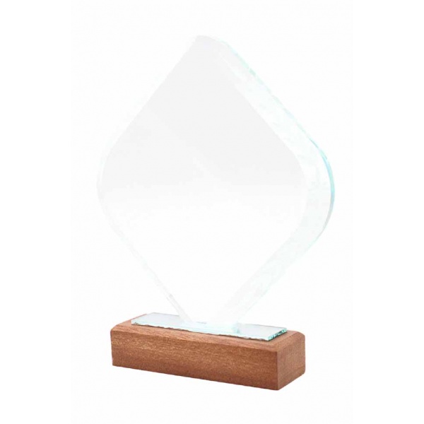 wooden crystal award plaque Singapore sv35-white